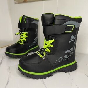 Kids' Winter Boots Black and Green Lac-Up Size 3 Little Boys, WONDER NATION